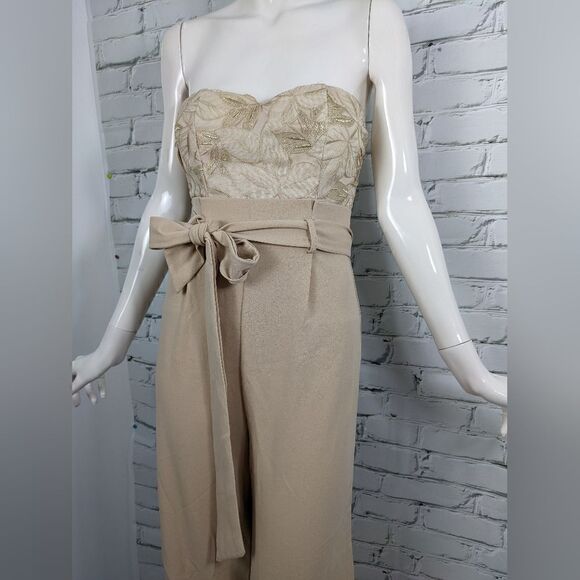 FashionNova strapless jumpsuit wide leg trousers XS Leaf me out of it one piece - Picture 2 of 8